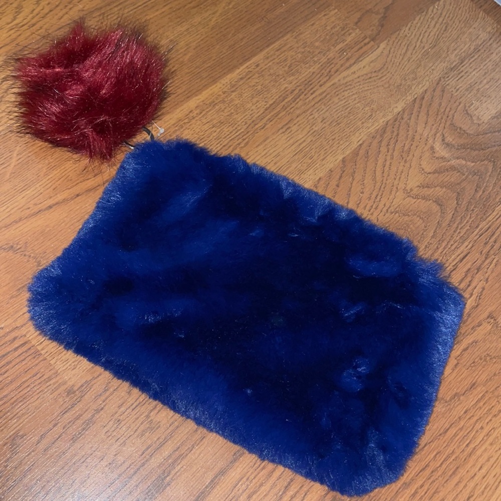 Furry blue wristlet